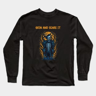 Halloween skeleton - Grin and scare it Long Sleeve T-Shirt